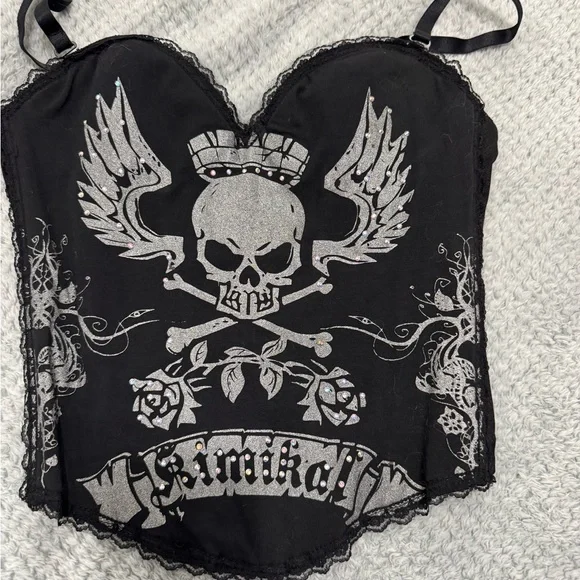 Rimikol Black Skull Corset Top - Picture 2 of 4
